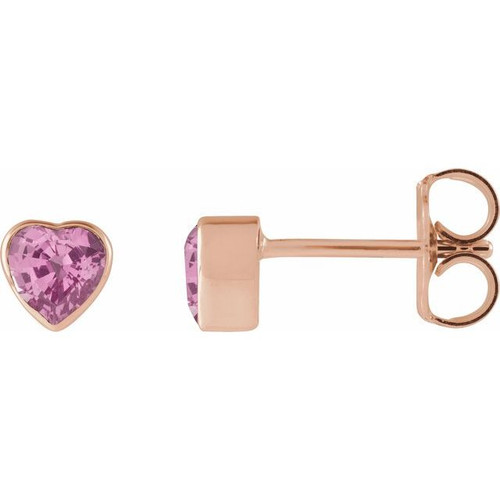 14K Rose Natural Pink Sapphire Stud Earrings