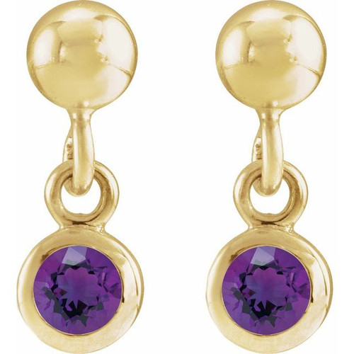 14K Yellow Natural Amethyst Bezel-Set Earrings