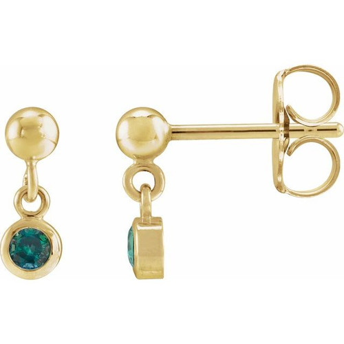 14K Yellow Lab-Grown Alexandrite Bezel-Set Earrings