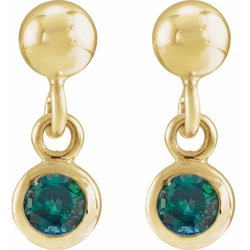 14K Yellow Lab-Grown Alexandrite Bezel-Set Earrings
