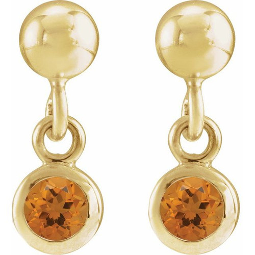 14K Yellow Natural Citrine Bezel-Set Earrings