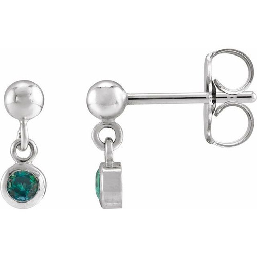 Sterling Silver Lab-Grown Alexandrite Bezel-Set Earrings