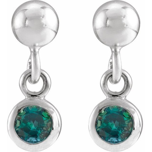 Sterling Silver Lab-Grown Alexandrite Bezel-Set Earrings