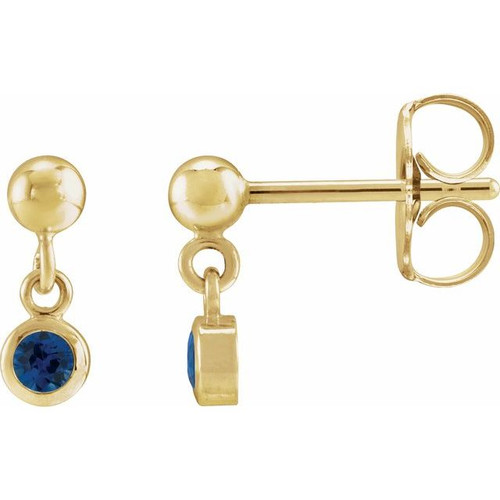 14K Yellow Natural Blue Sapphire Bezel-Set Earrings