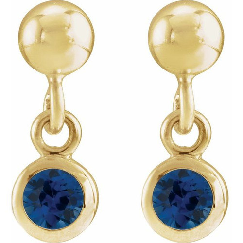 14K Yellow Natural Blue Sapphire Bezel-Set Earrings