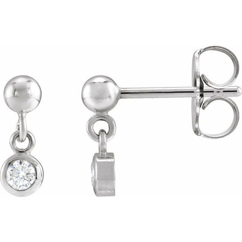 Sterling Silver 1/5 CTW Natural Diamond Bezel-Set Earrings