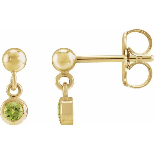 14K Yellow Natural Peridot Bezel-Set Earrings
