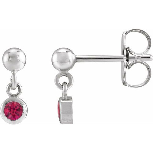 Sterling Silver Natural Ruby Bezel Set Earrings |$680