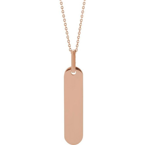 14K Rose .05 CTW Natural Diamond Engravable Bar 16-18" Necklace