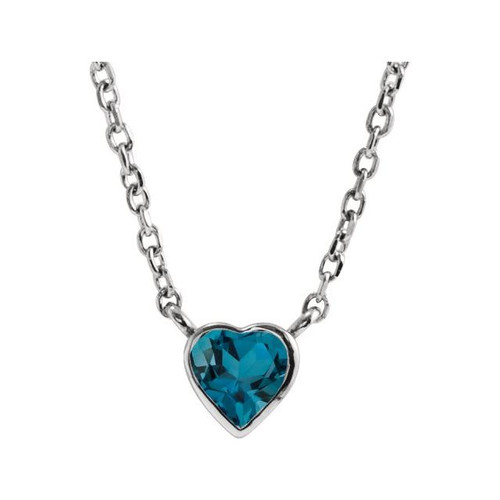 Platinum Natural London Blue Topaz Bezel-Set 16-18" Necklace