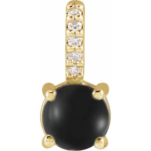 14K Yellow Natural Black Onyx & .02 CTW Natural Diamond Pendant