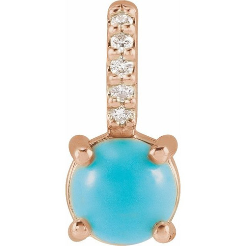 14K Rose Natural Turquoise & .02 CTW Natural Diamond Pendant