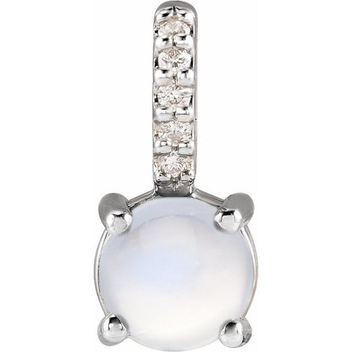 Platinum Natural Rainbow Moonstone & .02 CTW Natural Diamond Pendant