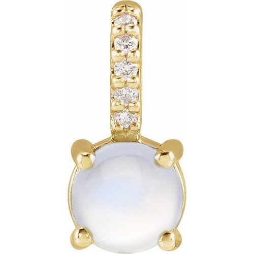14K Yellow Natural Rainbow Moonstone & .02 CTW Natural Diamond Pendant