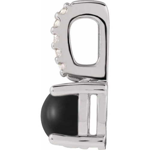 Sterling Silver Natural Black Onyx & .02 CTW Natural Diamond Pendant