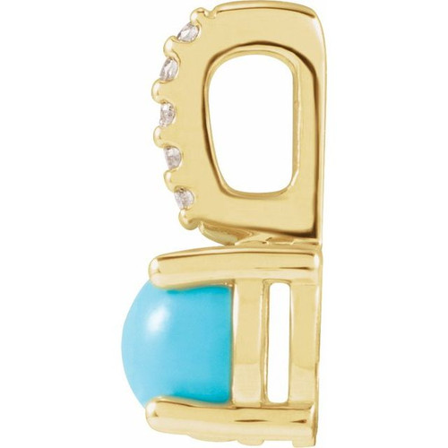 14K Yellow Natural Turquoise & .02 CTW Natural Diamond Pendant