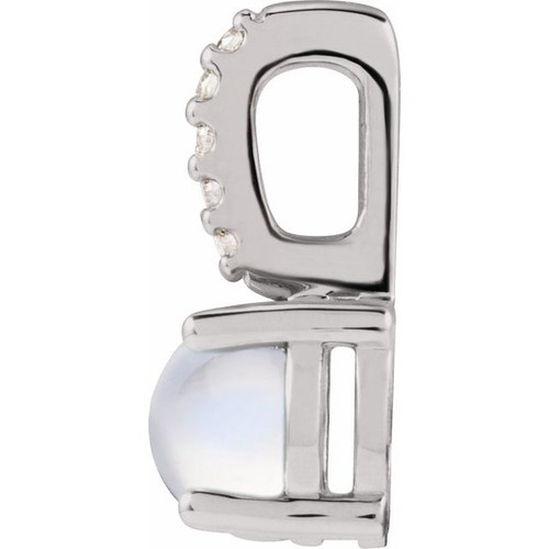  14K White Natural Rainbow Moonstone & .02 CTW Natural Diamond Pendant