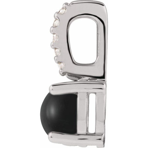 Platinum Natural Black Onyx & .02 CTW Natural Diamond Pendant