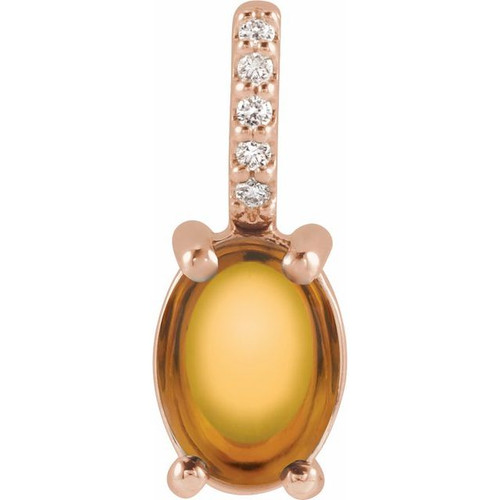 14K Rose Natural Citrine & .02 CTW Natural Diamond Pendant