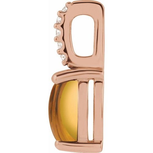 14K Rose Natural Citrine & .02 CTW Natural Diamond Pendant