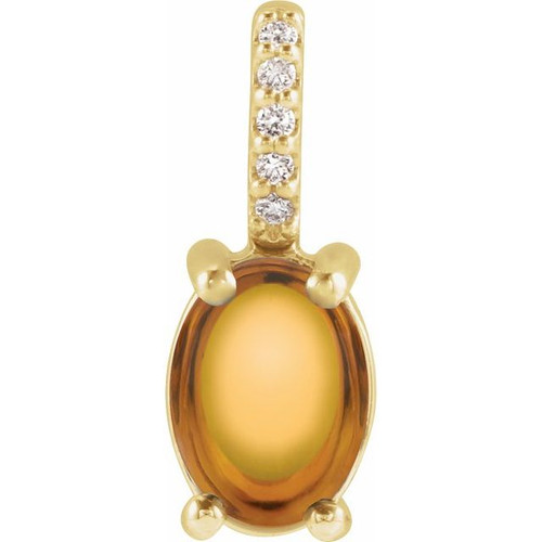 14K Yellow Natural Citrine & .02 CTW Natural Diamond Pendant