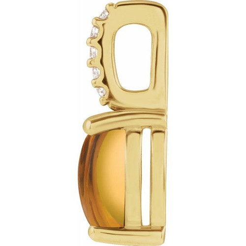 14 Karat Yellow Gold Natural Citrine Gemstone & .02 CTW Natural Diamond Gemstone Pendant | $422
