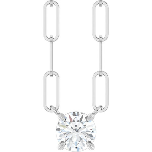 14K White Natural White Sapphire 18" Necklace