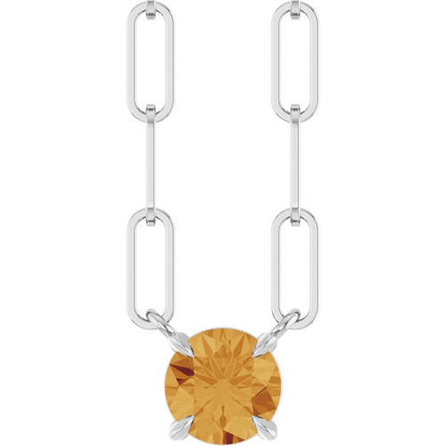 14K White Natural Citrine 18" Necklace