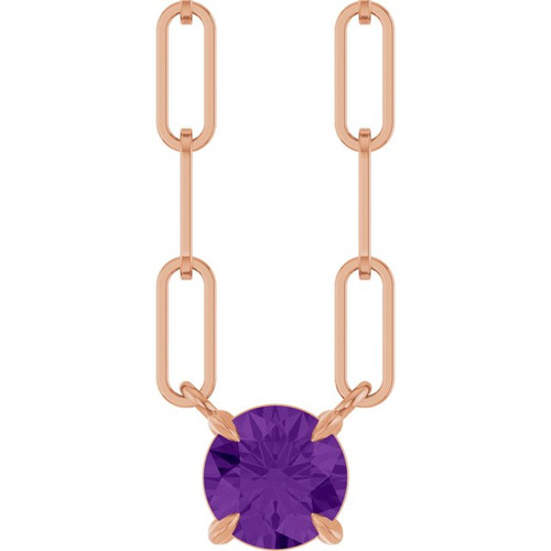 14K Rose Natural Amethyst 18" Necklace
