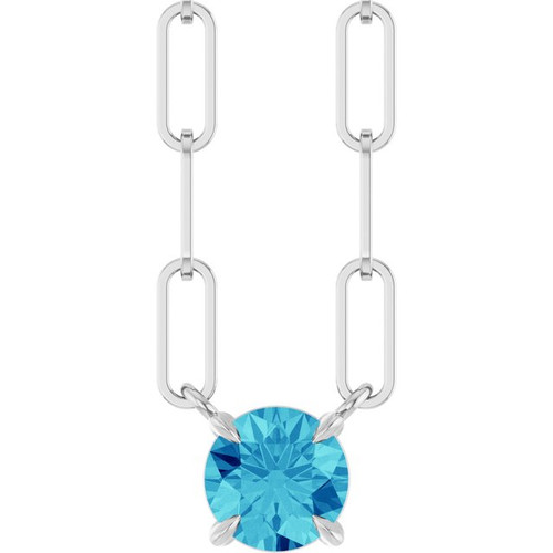 14K White Natural Blue Zircon 18" Necklace