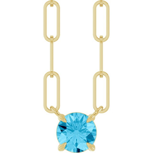 14K Yellow Natural Aquamarine 18" Necklace