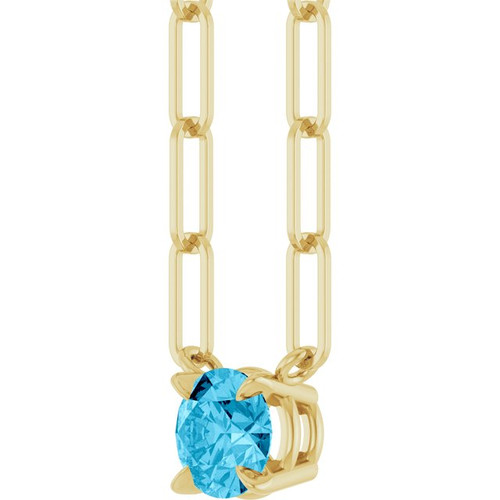 14K Yellow Natural Aquamarine 18" Necklace