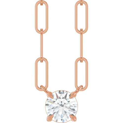 14K Rose Natural White Sapphire 18" Necklace