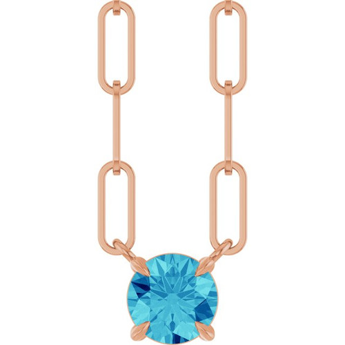 14K Rose Natural Blue Zircon 18" Necklace