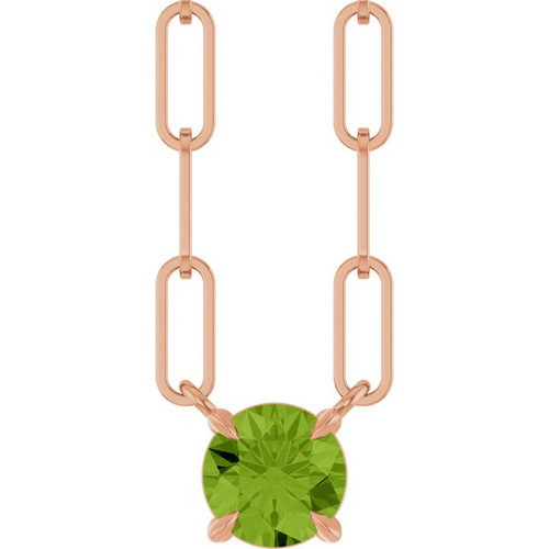 14K Rose Natural Peridot 16" Necklace