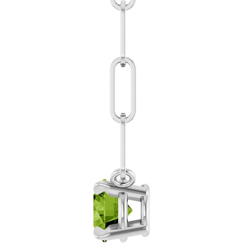 14K White Natural Peridot 16" Necklace