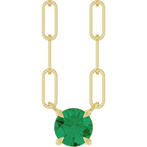 14K Yellow Lab-Grown Emerald 16" Necklace