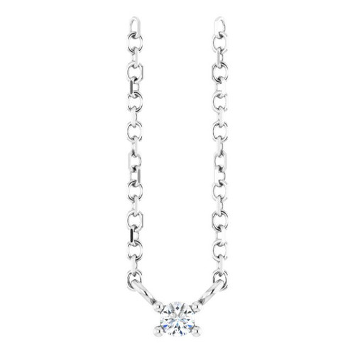 Platinum Natural White Sapphire Bar 16" Necklace
