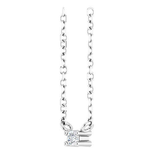 Platinum Natural White Sapphire Bar 16" Necklace