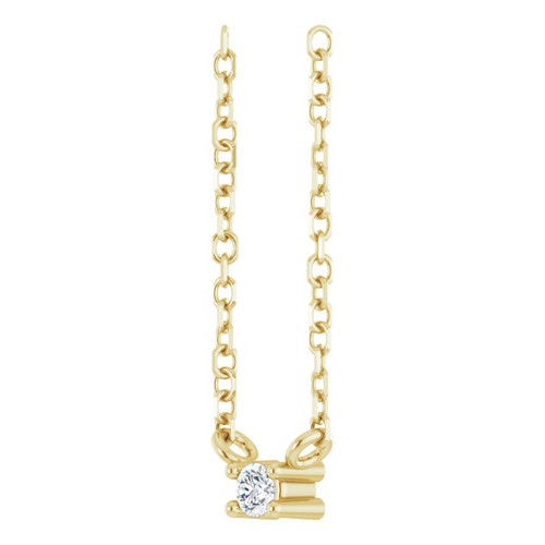 14K Yellow Natural White Sapphire Bar 16" Necklace