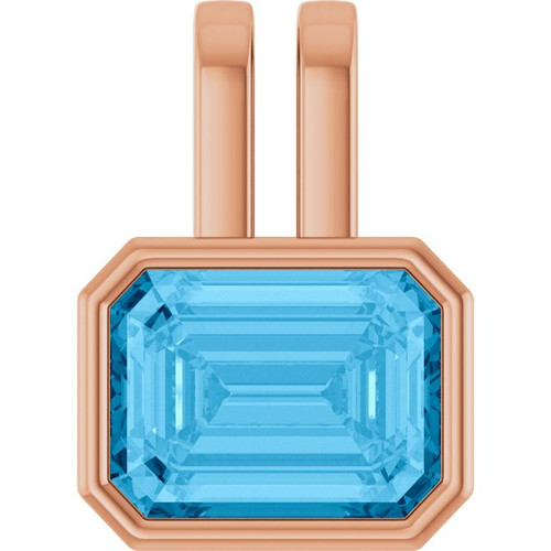 14K Rose Natural Swiss Blue Topaz Pendant