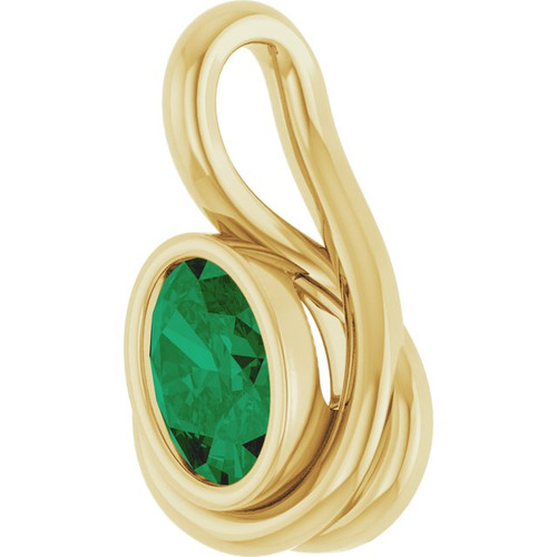 14K Yellow Lab-Grown Emerald Pendant