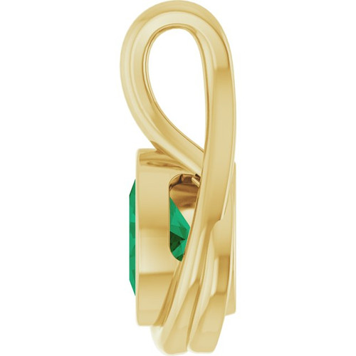 14K Yellow Lab-Grown Emerald Pendant