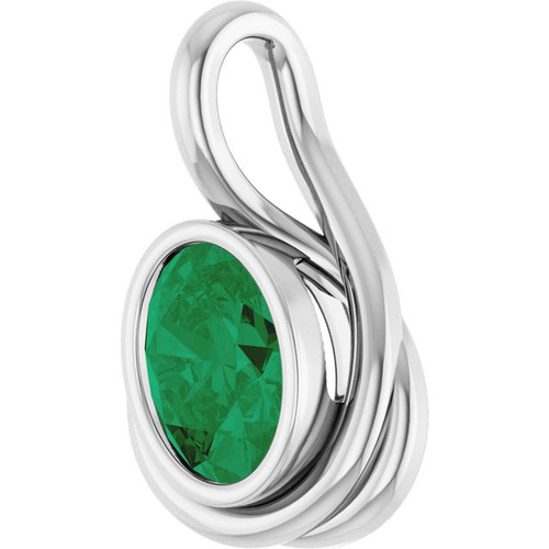 14 Karat White Gold Lab Grown Emerald Gemstone Pendant | $1,467