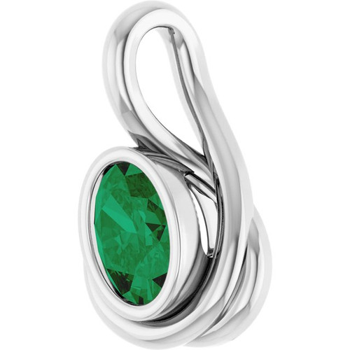 Sterling Silver Lab-Grown Emerald Pendant