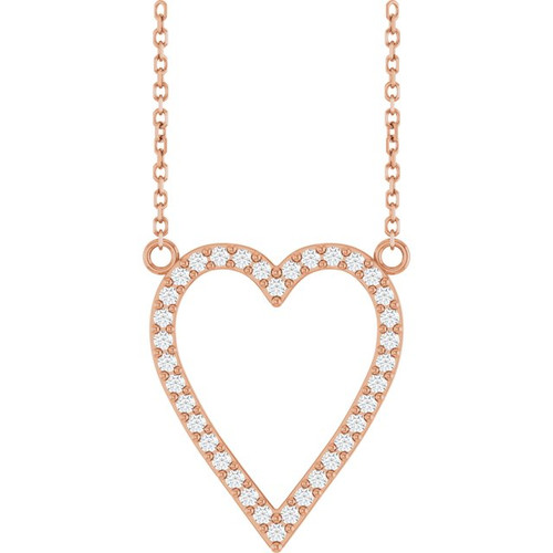14K Rose 1/4 CTW Natural Diamond Heart 18" Necklace