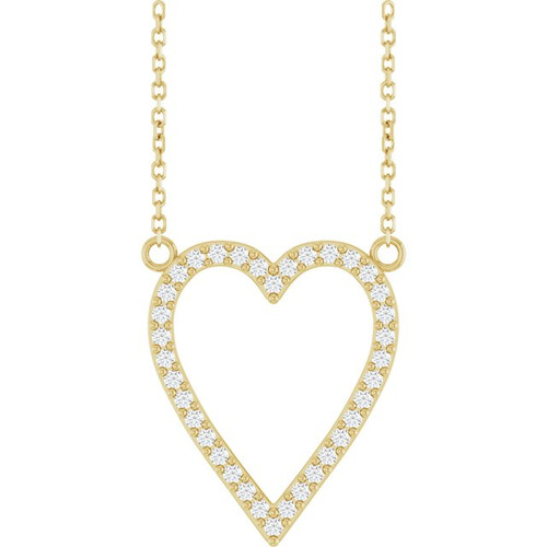 14K Yellow 1/4 CTW Natural Diamond Heart 18" Necklace