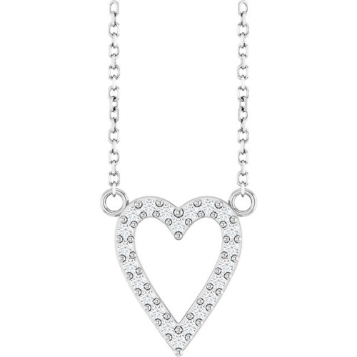 Platinum 1/6 CTW Natural Diamond Heart 18" Necklace