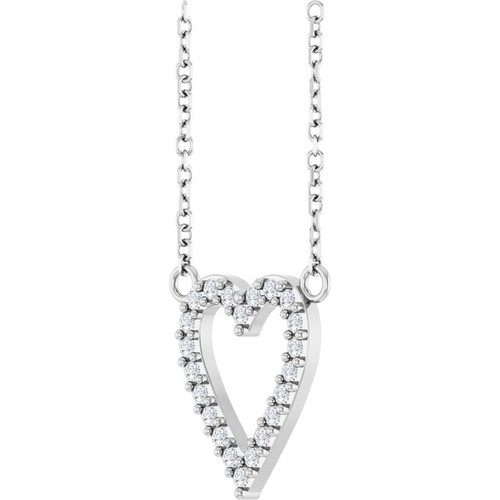 Platinum 1/6 CTW Natural Diamond Heart 18" Necklace