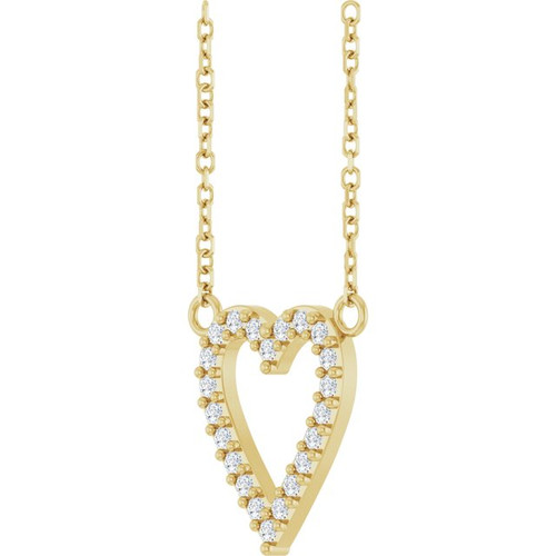 14K Yellow 1/6 CTW Natural Diamond Heart 18" Necklace